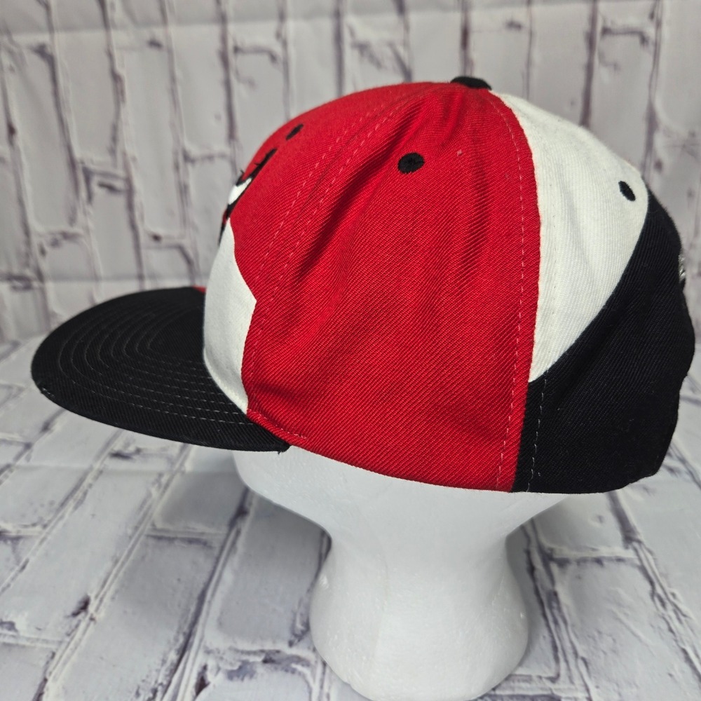 Mitchell & Ness Chicago Bulls Snapback Hat Red Black White Colorblock NBA Cap - Picture 3 of 11